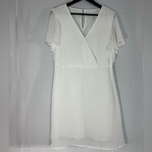 Maurices White Chiffon Dress Bridal Shower Wedding Large‎